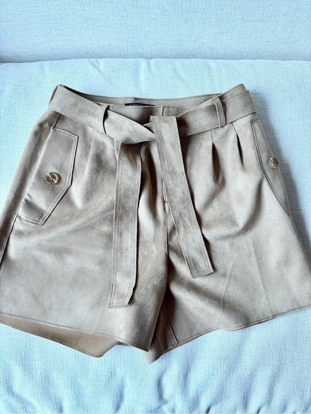 Banana Republic Faux Suede High Rise Paperbag Shorts Belted Taupe Size 8